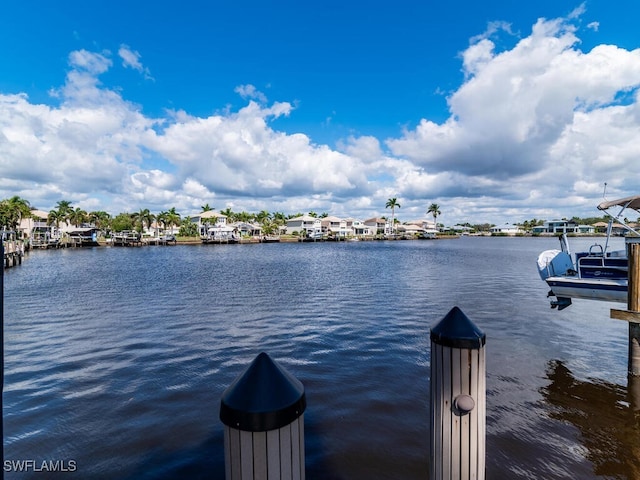 property view of water with a boat dock