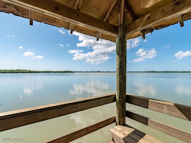 view of dock featuring a water view