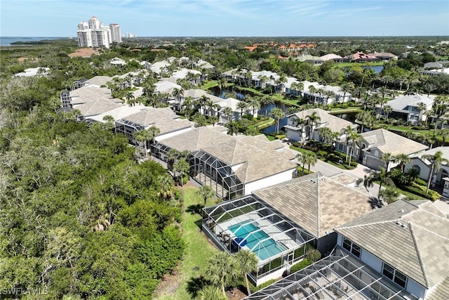 drone / aerial view featuring a residential view