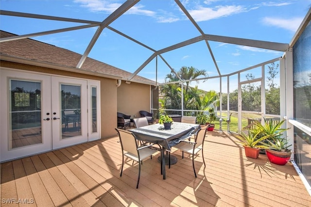 sunroom featuring french doors