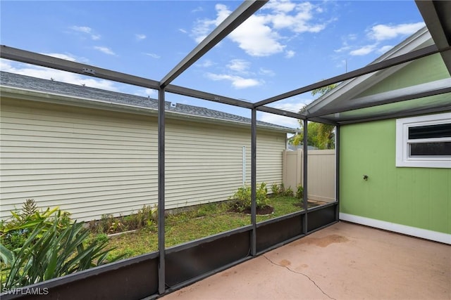 view of unfurnished sunroom