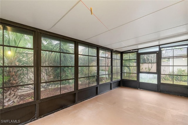 view of unfurnished sunroom