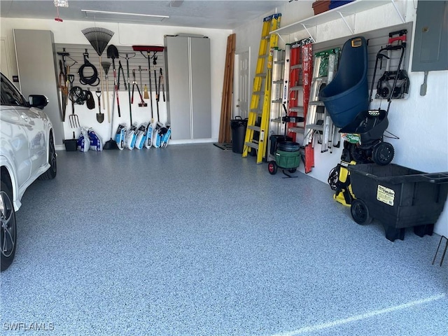 garage featuring electric panel