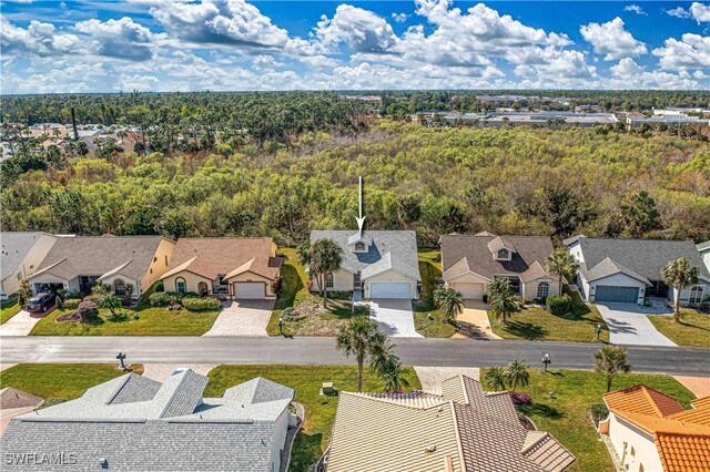 birds eye view of property with a residential view