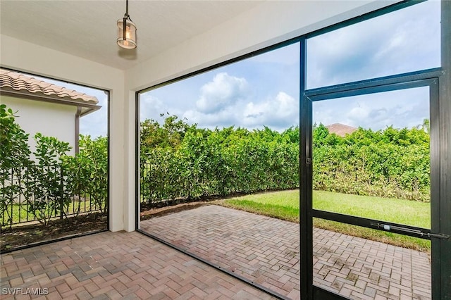 view of unfurnished sunroom