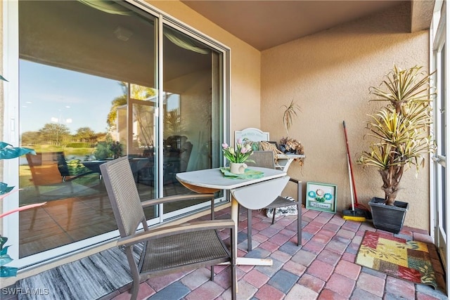 balcony with a patio area