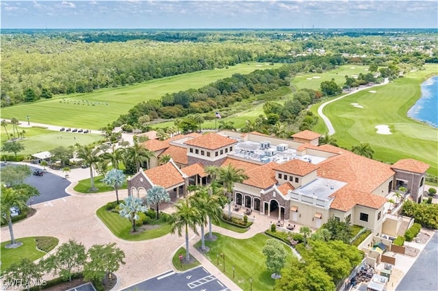 aerial view featuring view of golf course