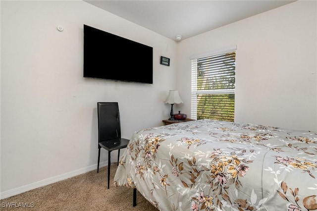 bedroom featuring carpet flooring and baseboards