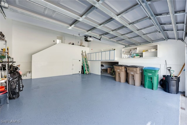 garage with a garage door opener