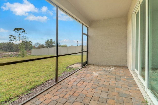 view of unfurnished sunroom