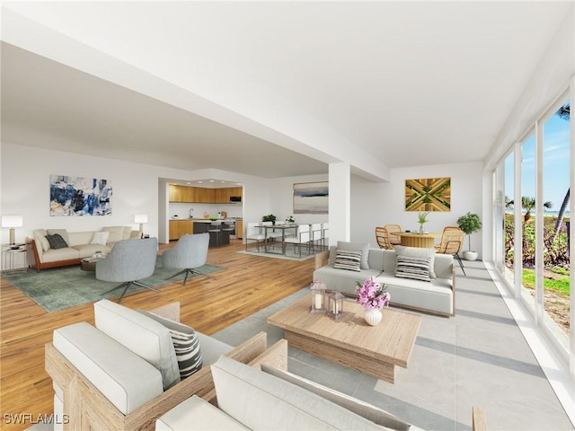 living room with light wood-style floors