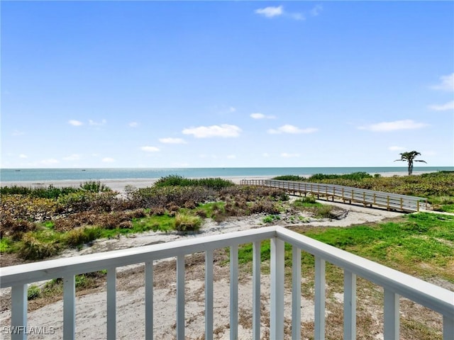 view of water feature featuring a view of the beach