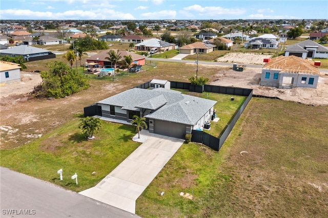 aerial view with a residential view