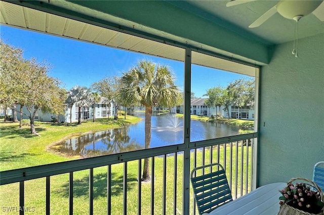 161 Wading Bird Cir Unit L204, Naples, FL 34110 - exterior space with a water view and ceiling fan
