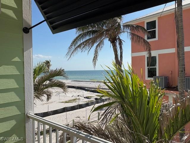 view of water feature featuring a view of the beach