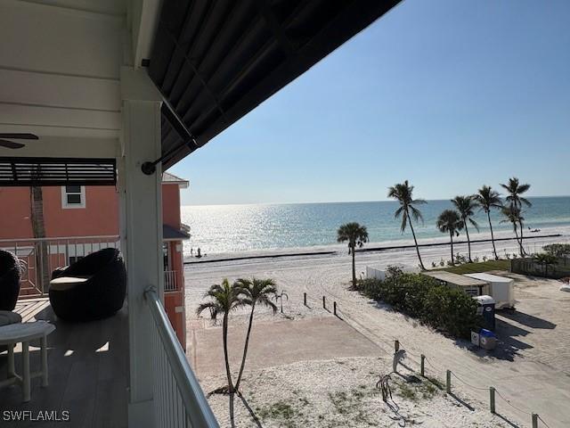 view of water feature featuring a beach view