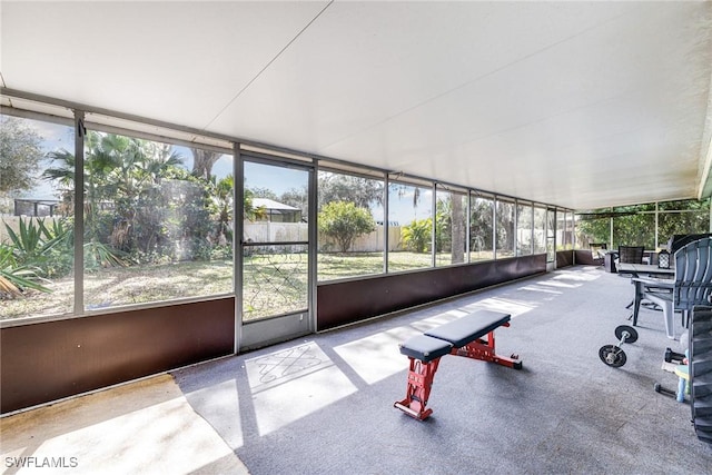 view of unfurnished sunroom