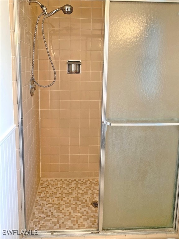 bathroom featuring a shower stall