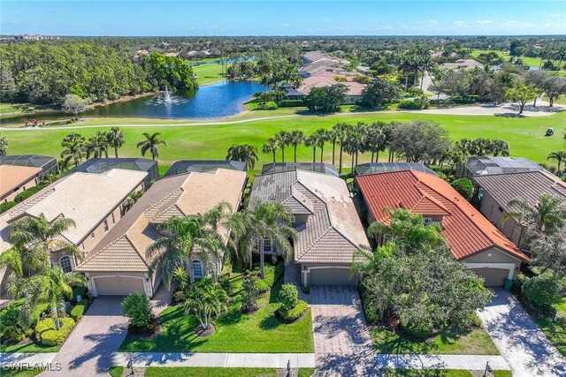 6574 Caldecott Dr, Naples, FL 34113 - birds eye view of property featuring golf course view and a water view