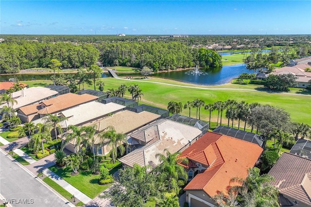 6574 Caldecott Dr, Naples, FL 34113 - aerial view featuring golf course view, a water view, and a residential view