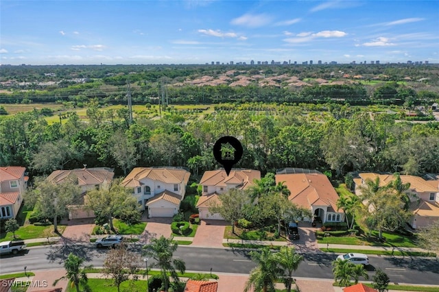 aerial view with a residential view