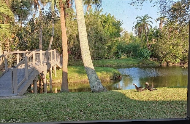 view of water feature featuring stairway