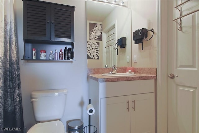 full bathroom with toilet and vanity