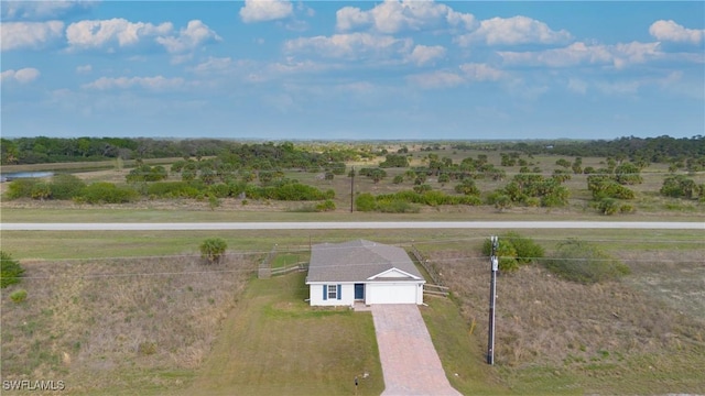 aerial view featuring a rural view