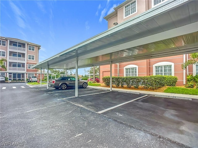 view of covered parking lot