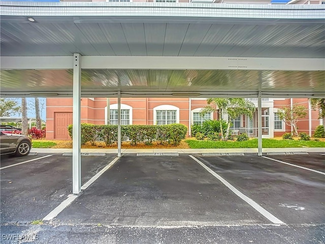 view of covered parking lot