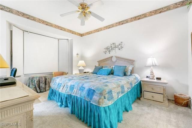 bedroom featuring a ceiling fan and carpet flooring