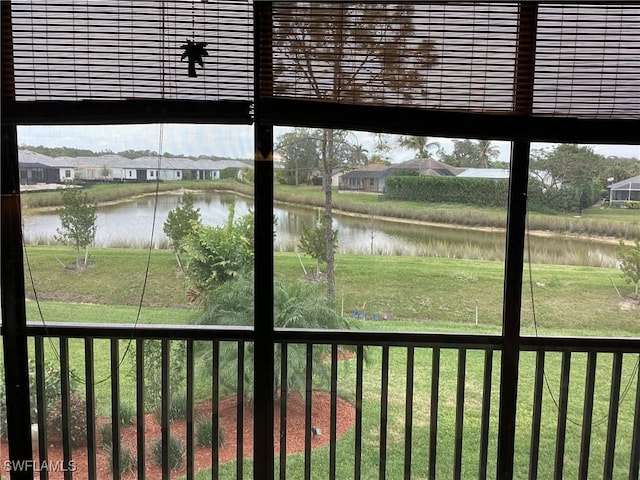 view of water feature with a residential view