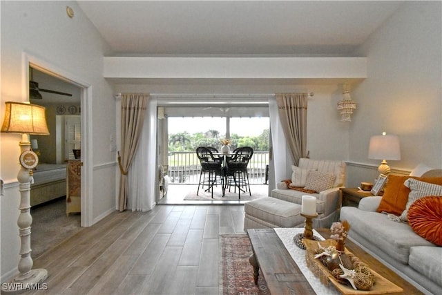 living area with light wood finished floors