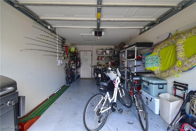 garage with a garage door opener