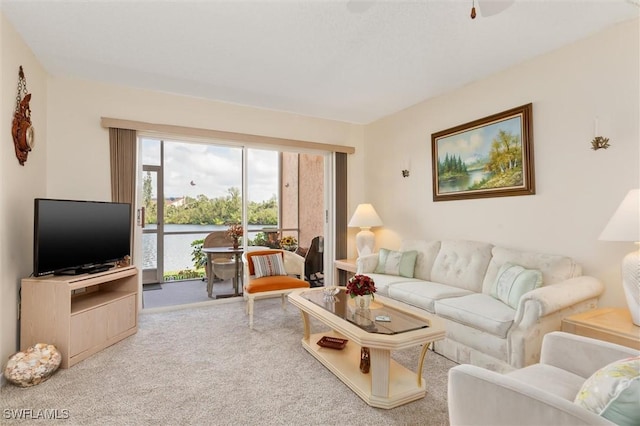 living room with light carpet