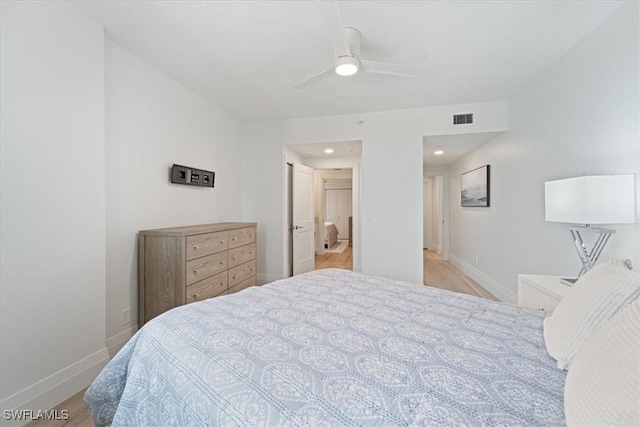 980 Cape Marco Dr Unit 805, Marco Island, FL 34145 - bedroom featuring light wood-style flooring, baseboards, recessed lighting, and ceiling fan