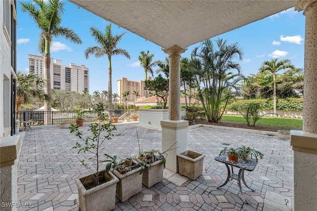 view of patio / terrace with fence