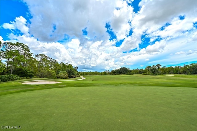 view of property's community featuring a yard and golf course view