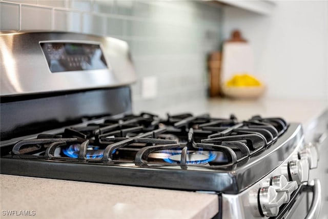 interior details with stainless steel gas range oven