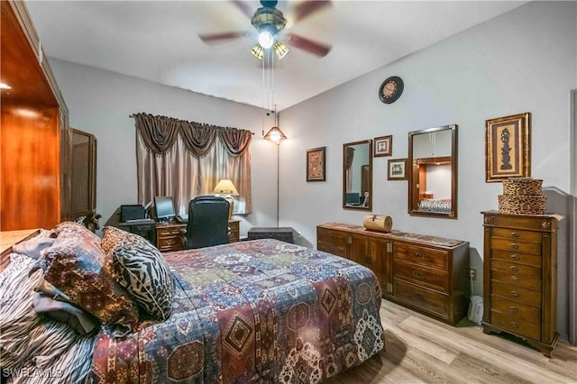 bedroom featuring light wood finished floors