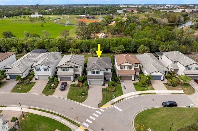 birds eye view of property featuring a residential view