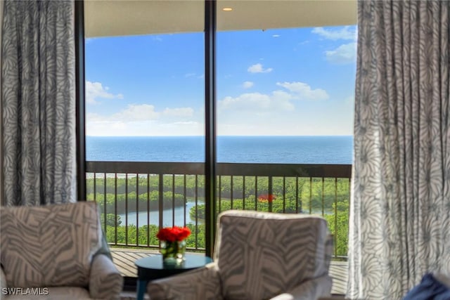 balcony with a water view