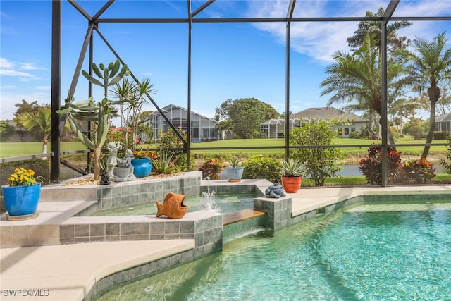 pool featuring glass enclosure