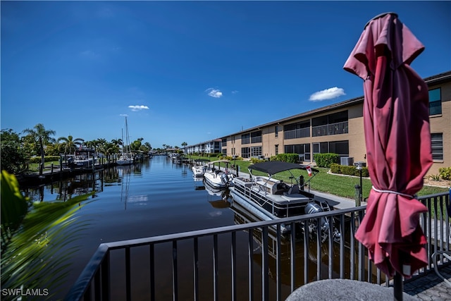 water view with a boat dock