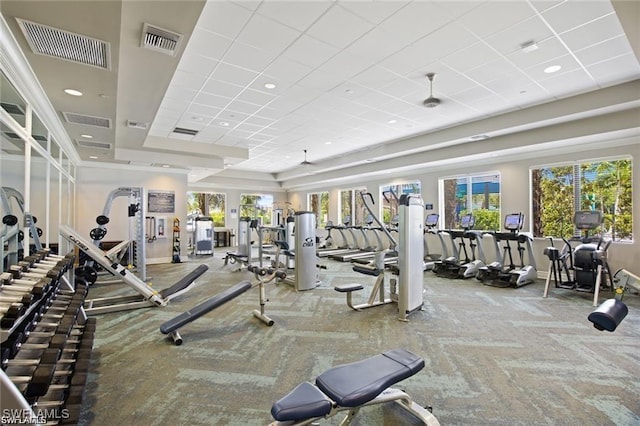 workout area with plenty of natural light and visible vents