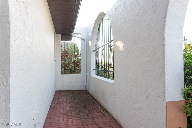 exterior space with stucco siding