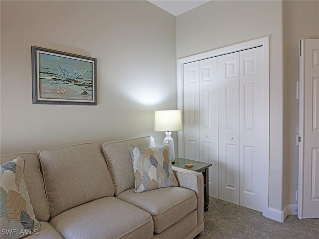 view of carpeted living area