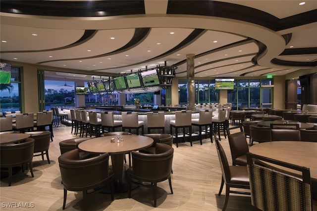 dining area with recessed lighting