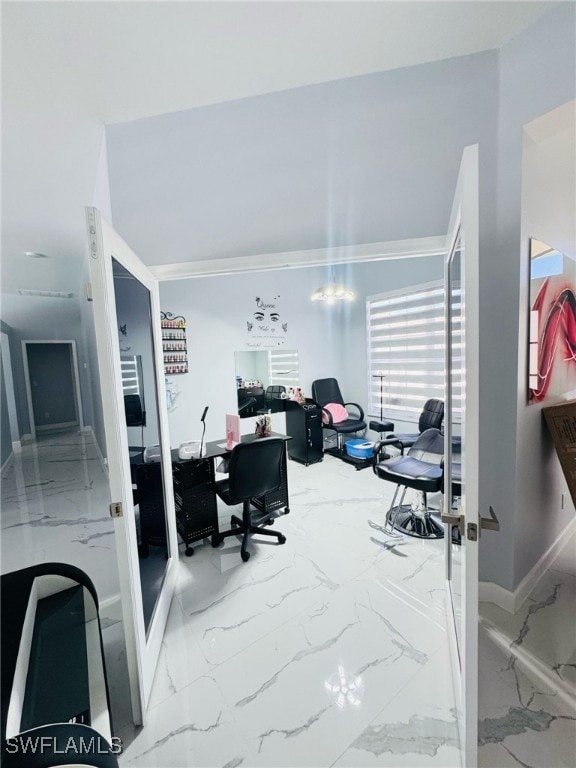 office featuring marble finish floor