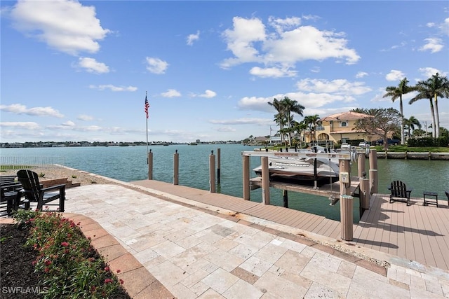 view of dock featuring a water view